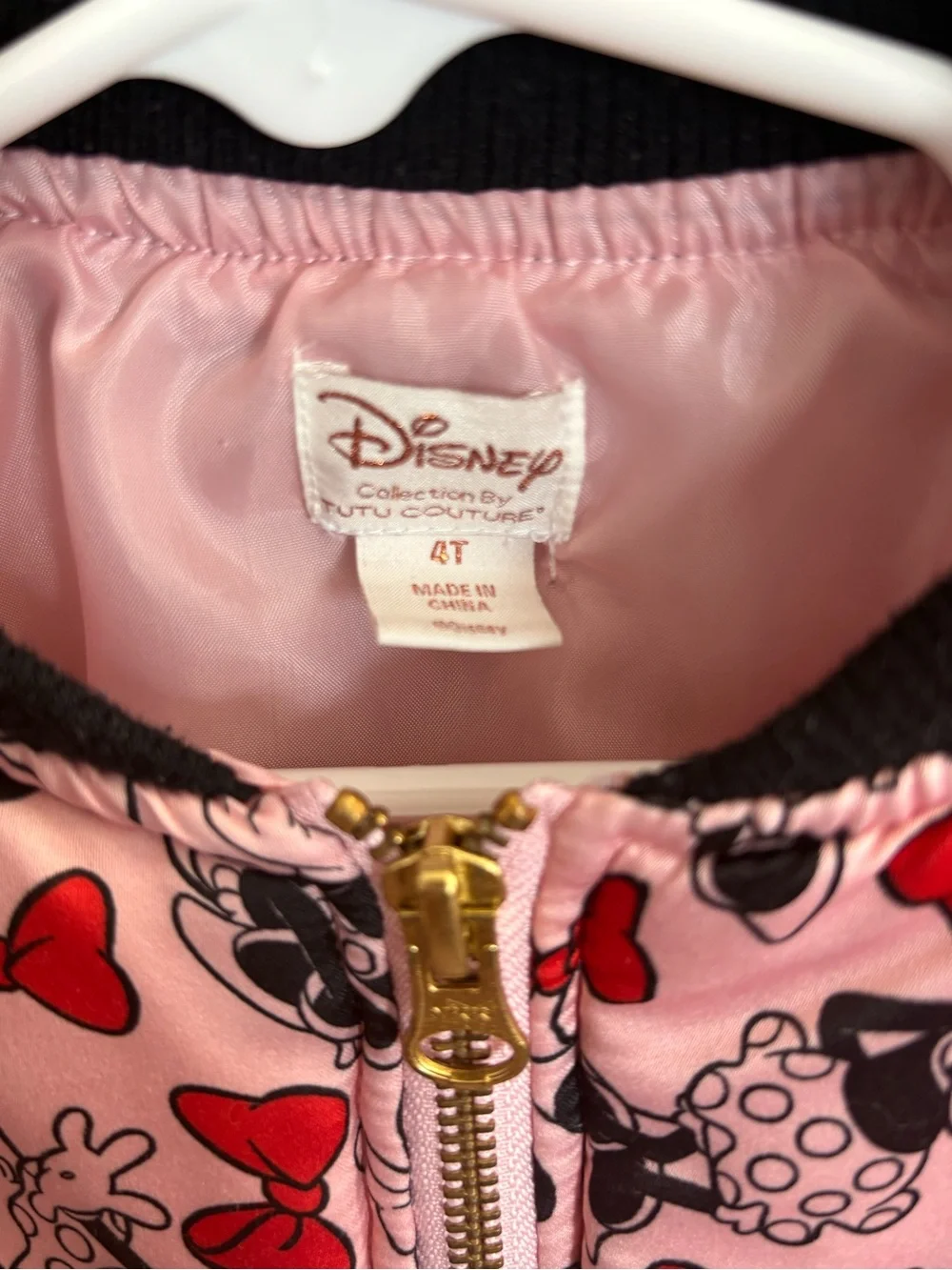 Disney Pink Minnie Mouse Puffer Jacket with Red and Black Details